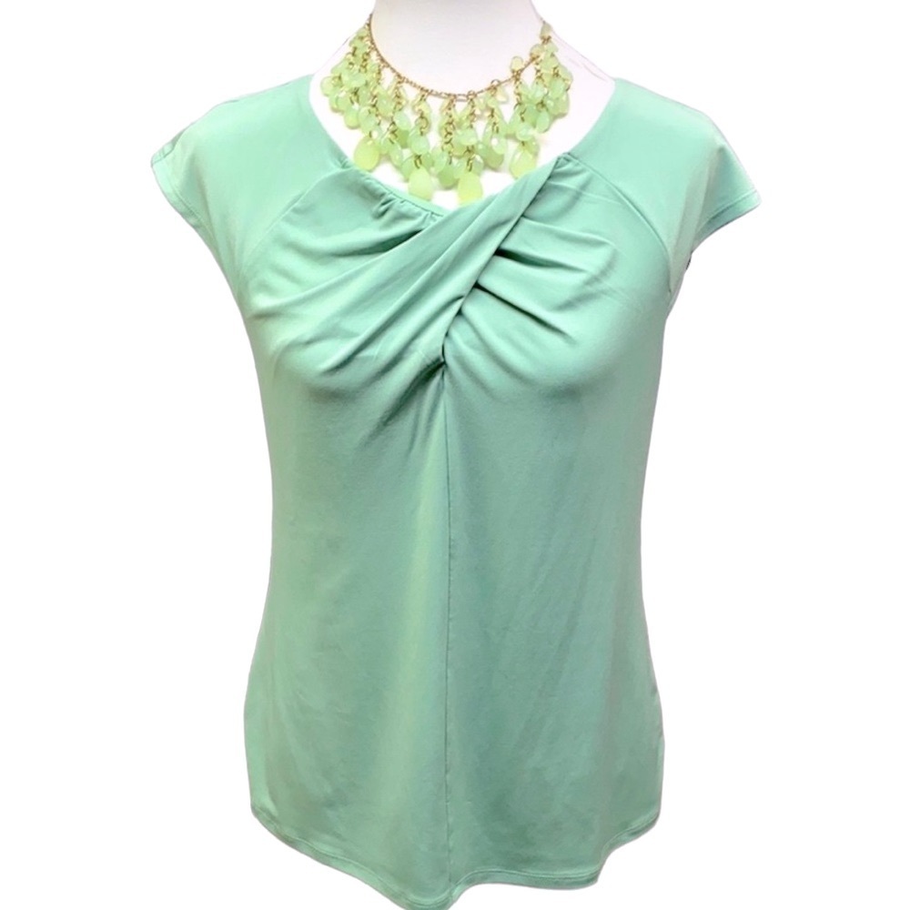 Ann Taylor Ruching Twisted Neck Blouse
